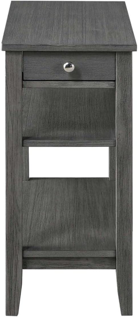 Convenience Concepts American Heritage 1 Drawer Chairside End Table with Shelves, Wirebrush Dark Gray