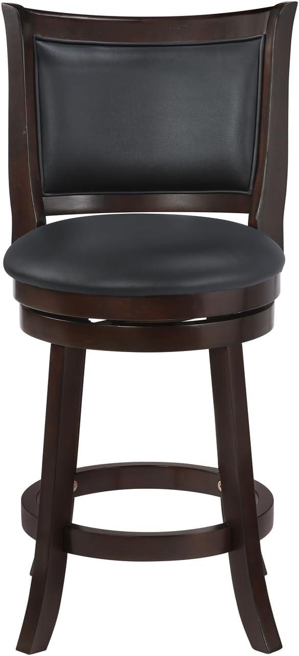 New Classic Furniture, Bristol Wood Swivel Bar Stool with PU Seat in Dark Brown, Brown