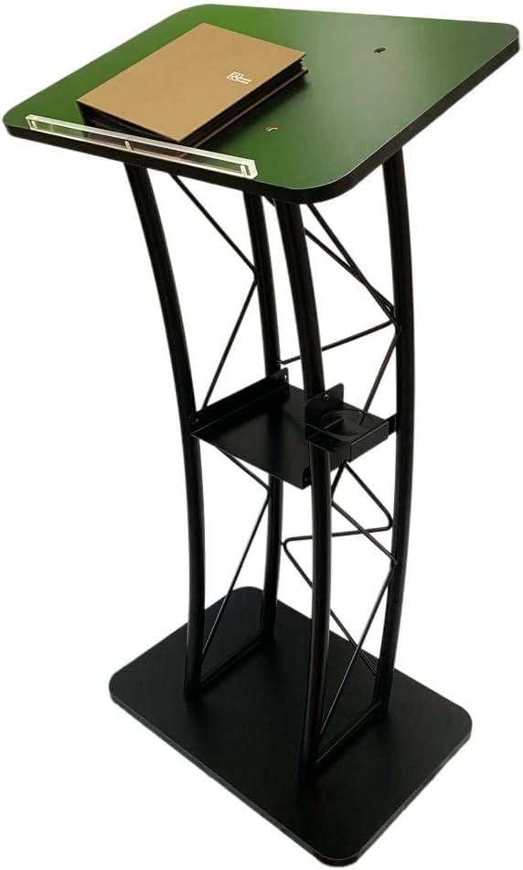 Black Curved Metal Podium Stand with Cup Holder