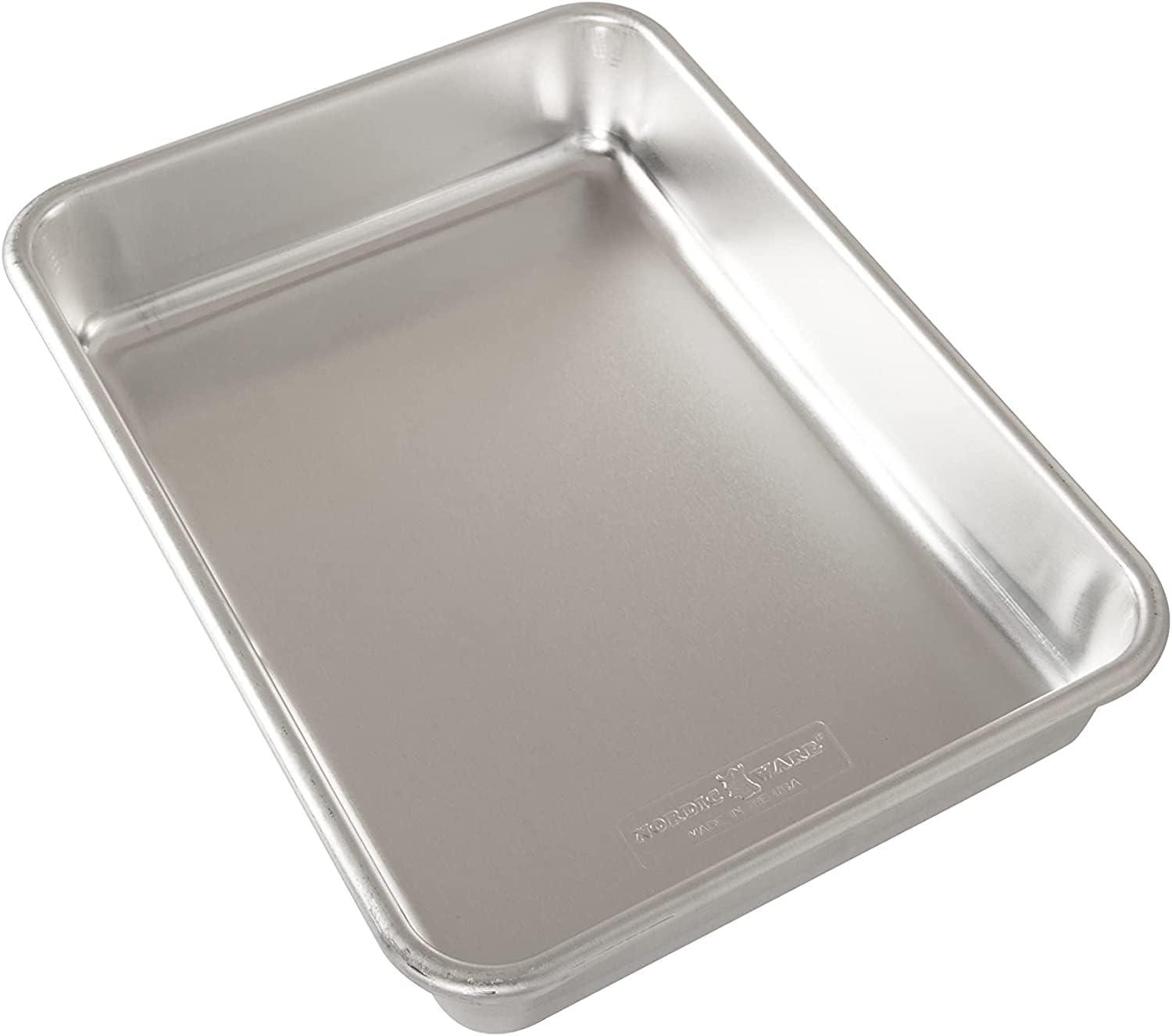 Silver Rectangular Aluminum Non-Stick Cake Pan with Lid