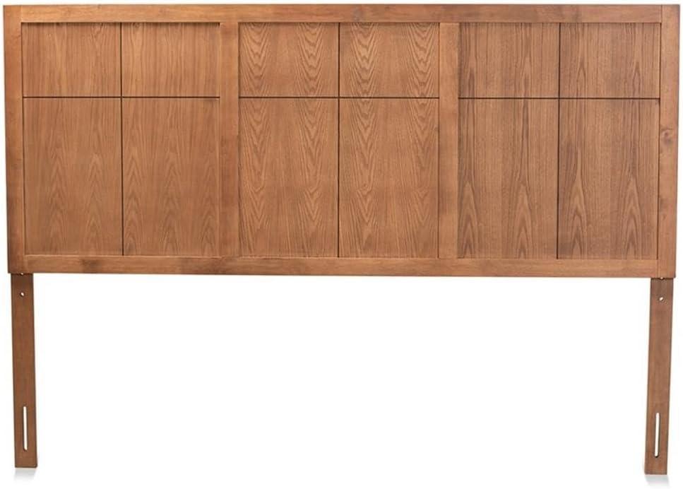 King Monroe Modern and Rustic Wood Headboard Walnut - Baxton Studio: Frame Mounted, 50" Height, No Box Spring Needed