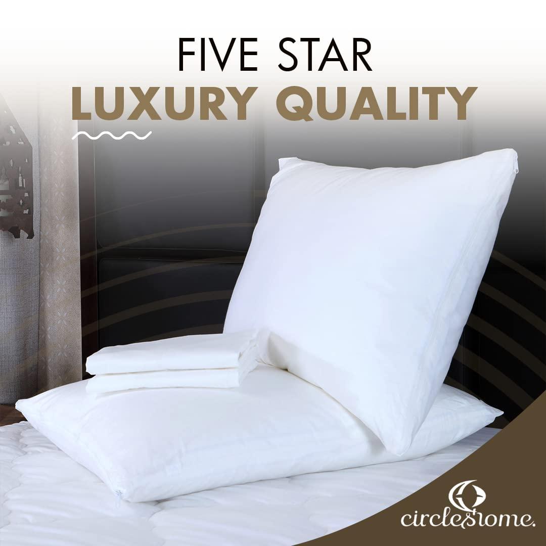 Circles Home 100% Cotton Breathable Standard Pillow Protector – White (2 Pack)