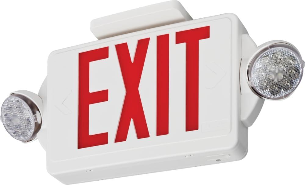 Lithonia Lighting 186HU9 Indoor LED Lighted Exit Sign and Emergency Lights, Thermoplastic