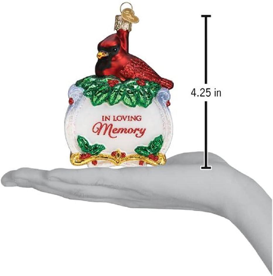 Old World Christmas 4.0 Inch Memorial Cardinal In Loving Memory Tree Ornaments