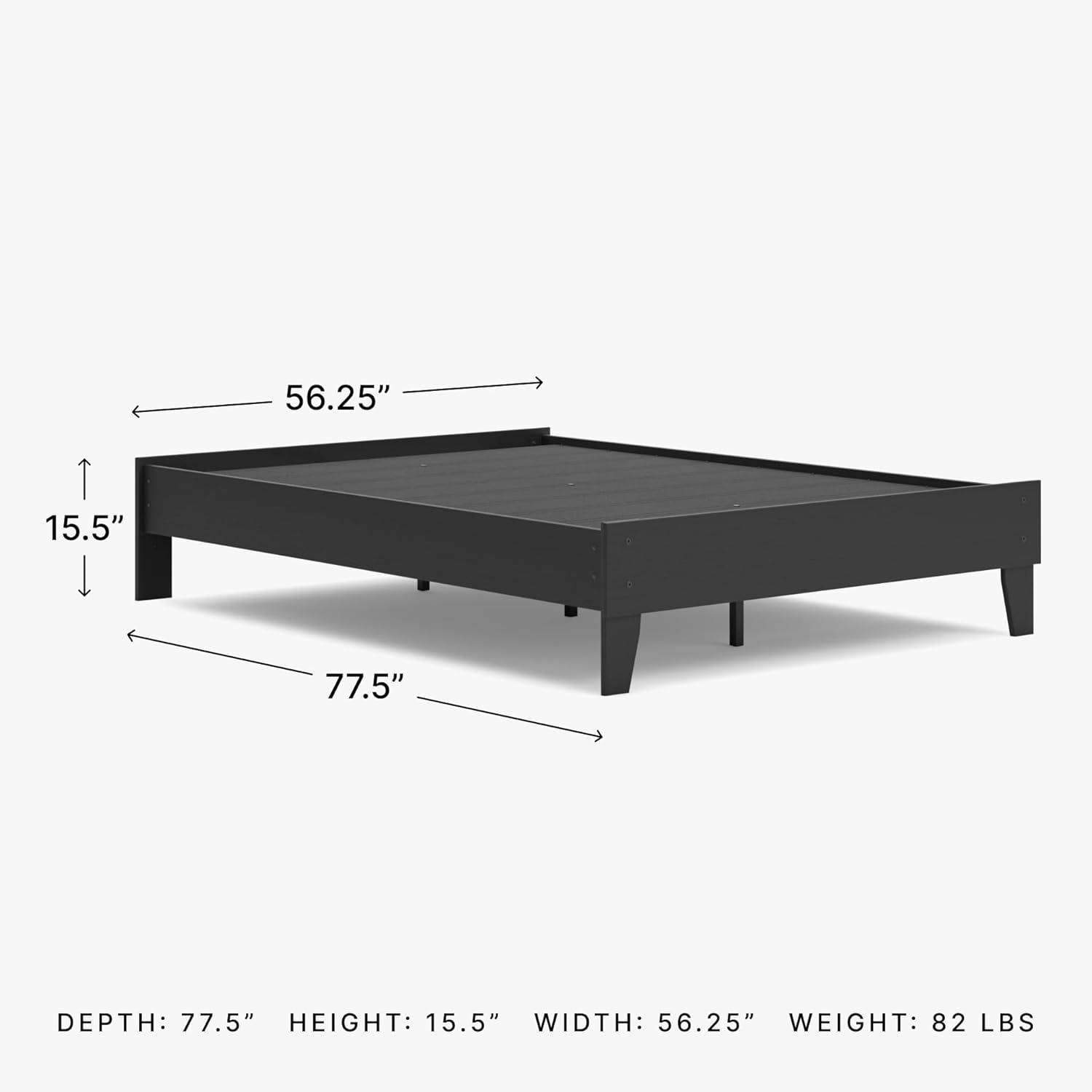 Full Piperton Platform Bed Black - Signature Design by Ashley: Modern Style, MDF Frame, No Box Spring Needed
