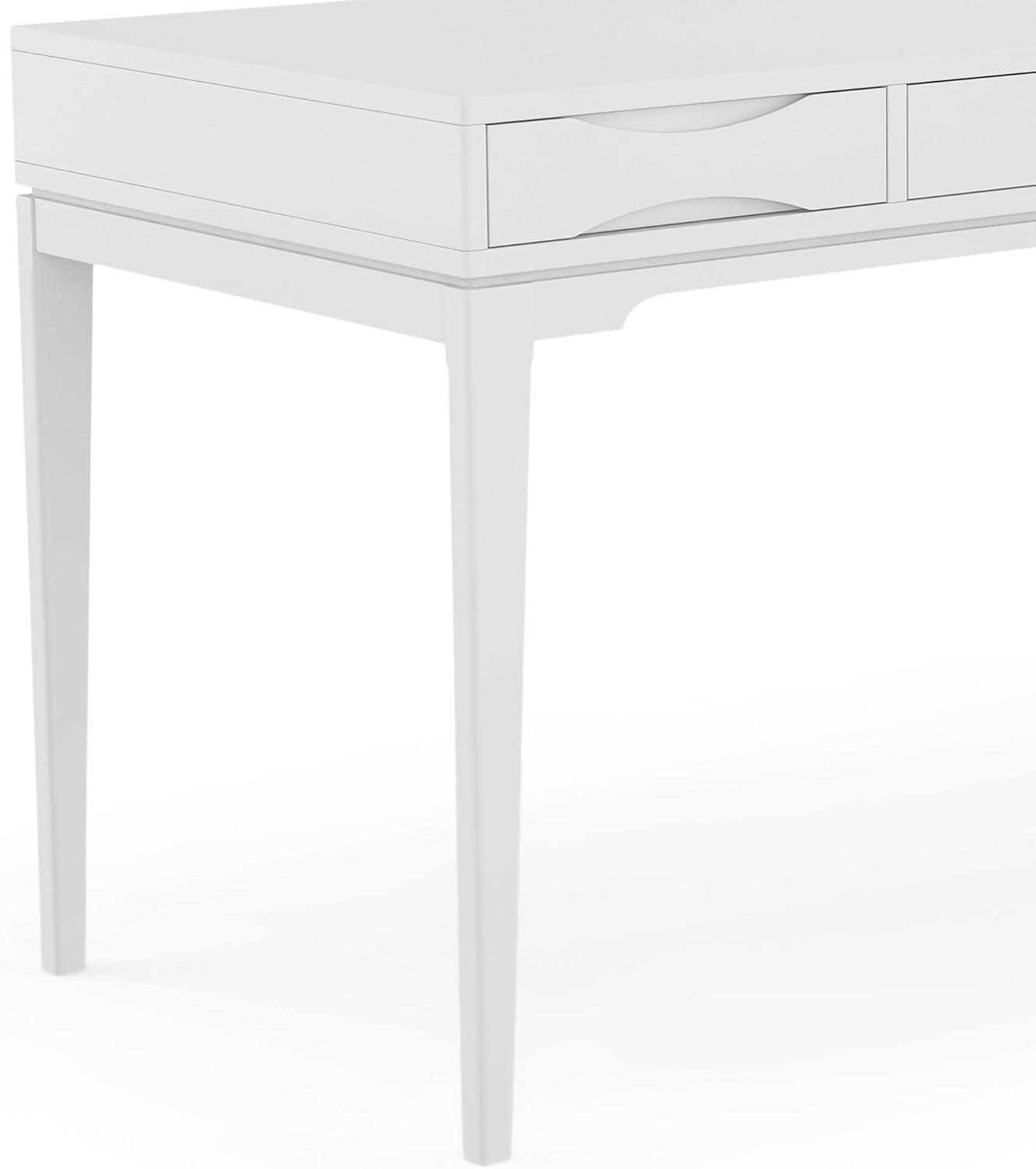 Simpli Home Harper Solid Hardood Mid-Century Modern 60 " Desk in White