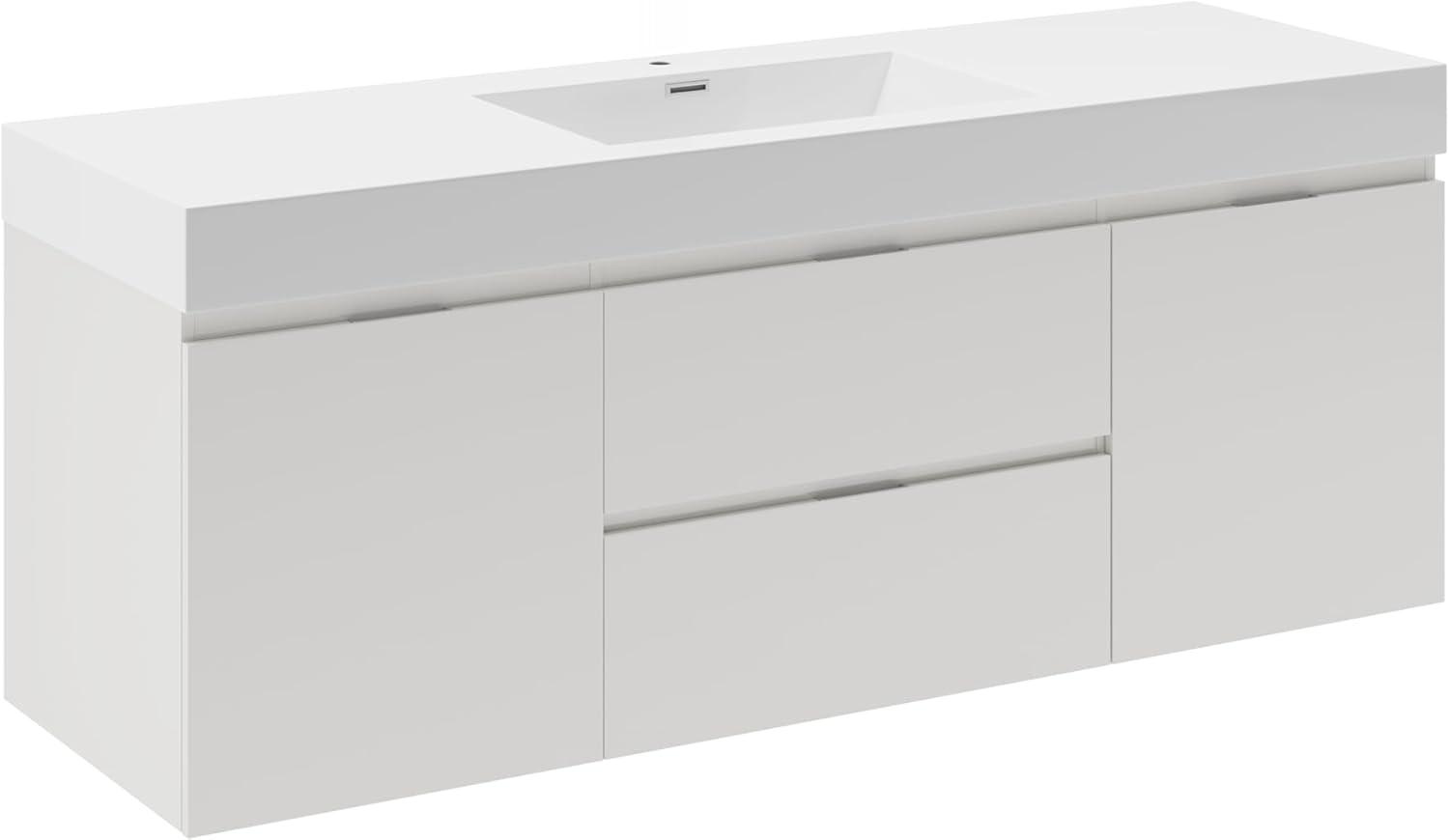 Valencia 60" Wall Mount Single Sink Bathroom Vanity with Top and Sink (Faucet Not Included)