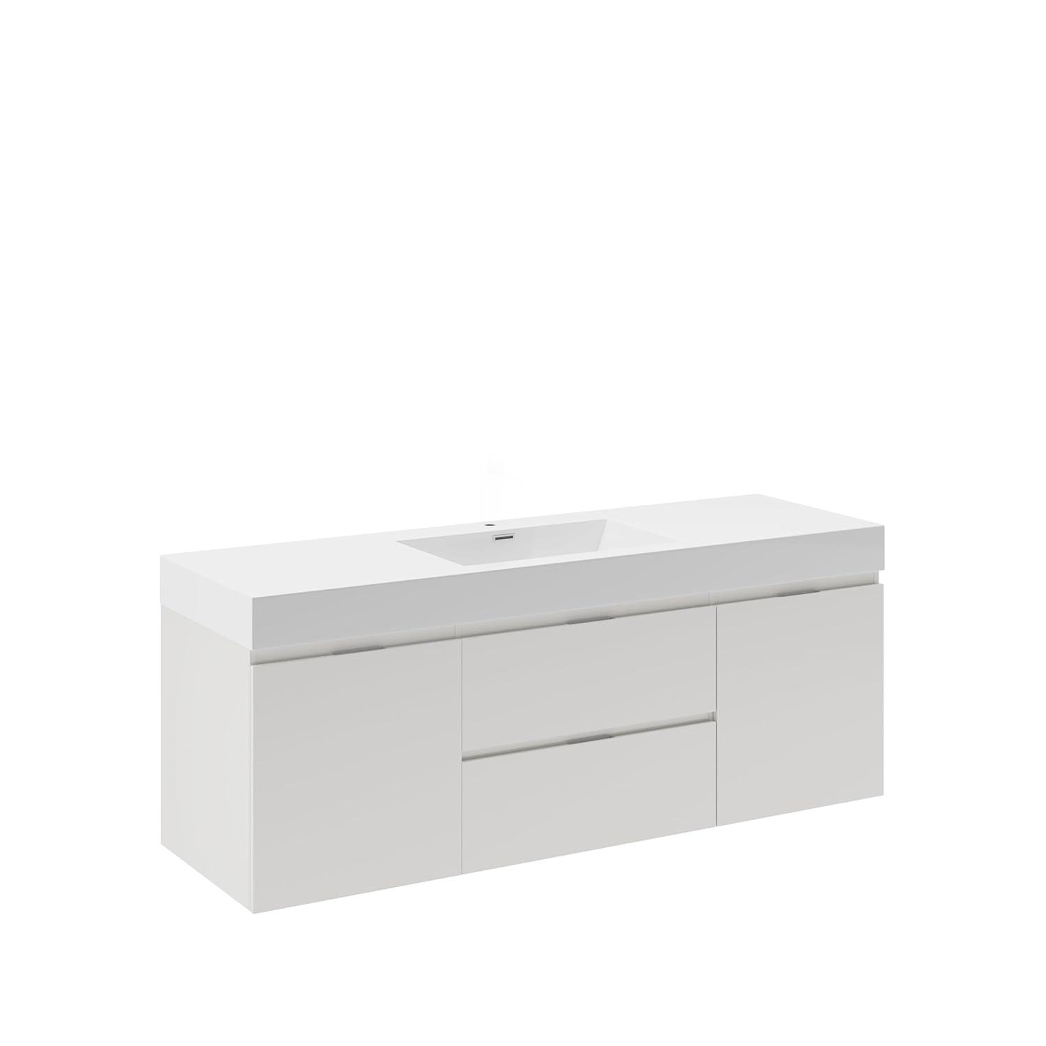 Valencia 60" Wall Mount Single Sink Bathroom Vanity with Top and Sink (Faucet Not Included)