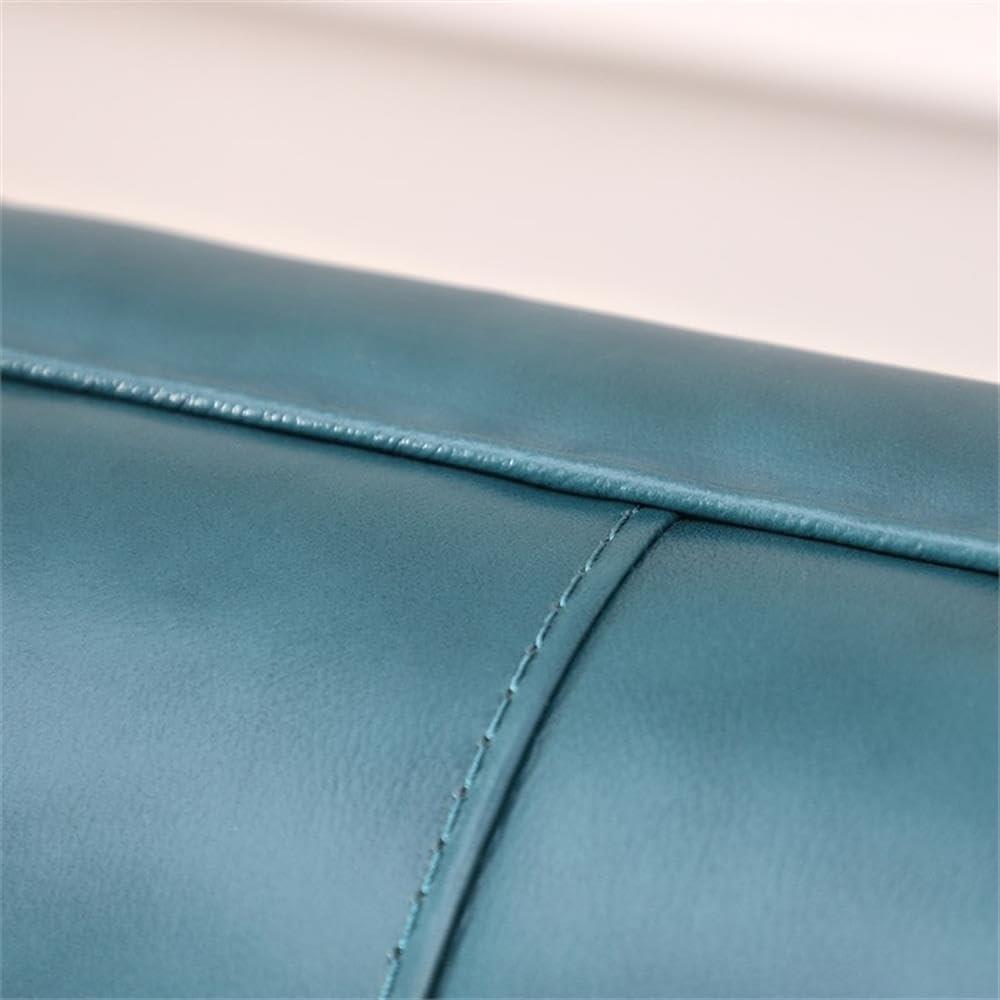 Turquoise Leather Tufted Sofa with Removable Cushions