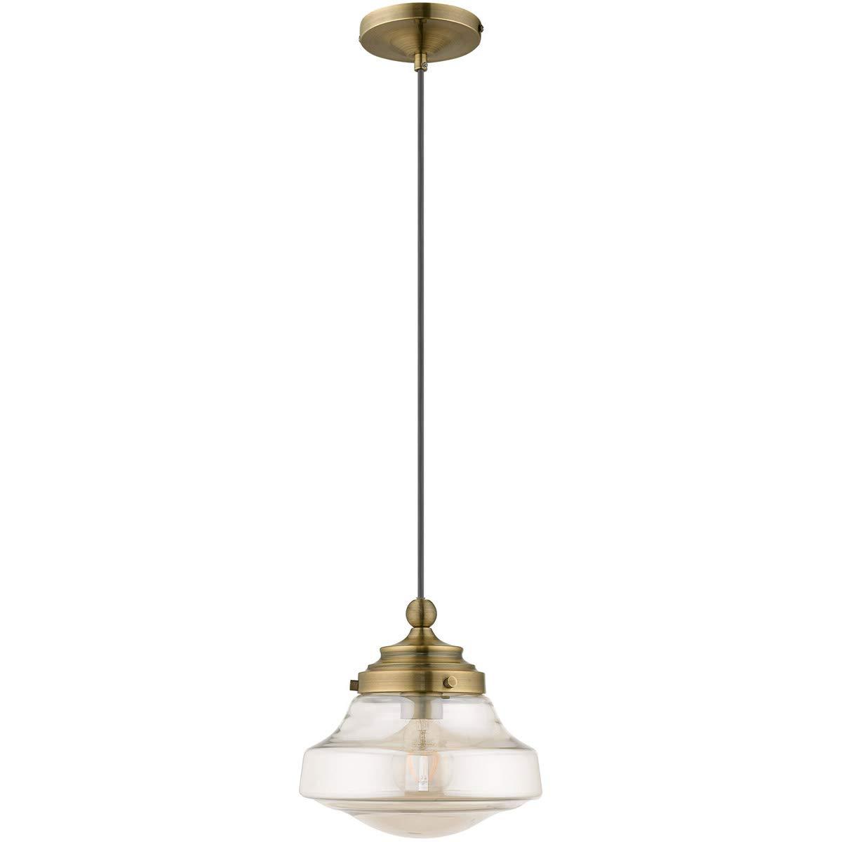 Livex Lighting Art Glass 1 - Light Pendant in  Antique Brass