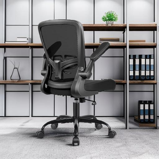 Ergonomic Black Mesh Office Chair with Adjustable Arms and Swivel Base