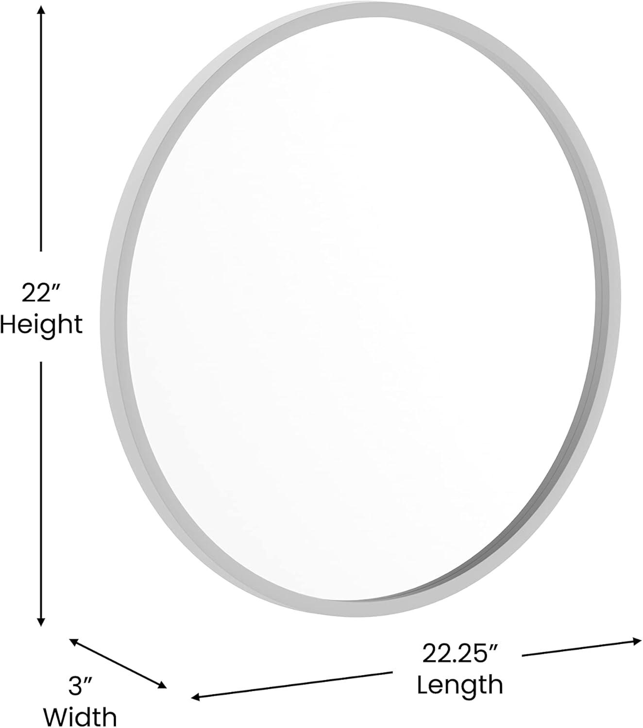 Julianne 20" Round Silver Metal Slim Frame Wall Mirror