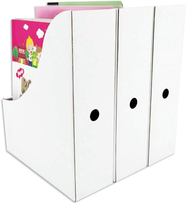 HUAPRINT Magazine File Holder(12 Pack,White)-Folder Holder,Desk File Organizer,Document Holder Box,Magazine Storage Box,With Labels