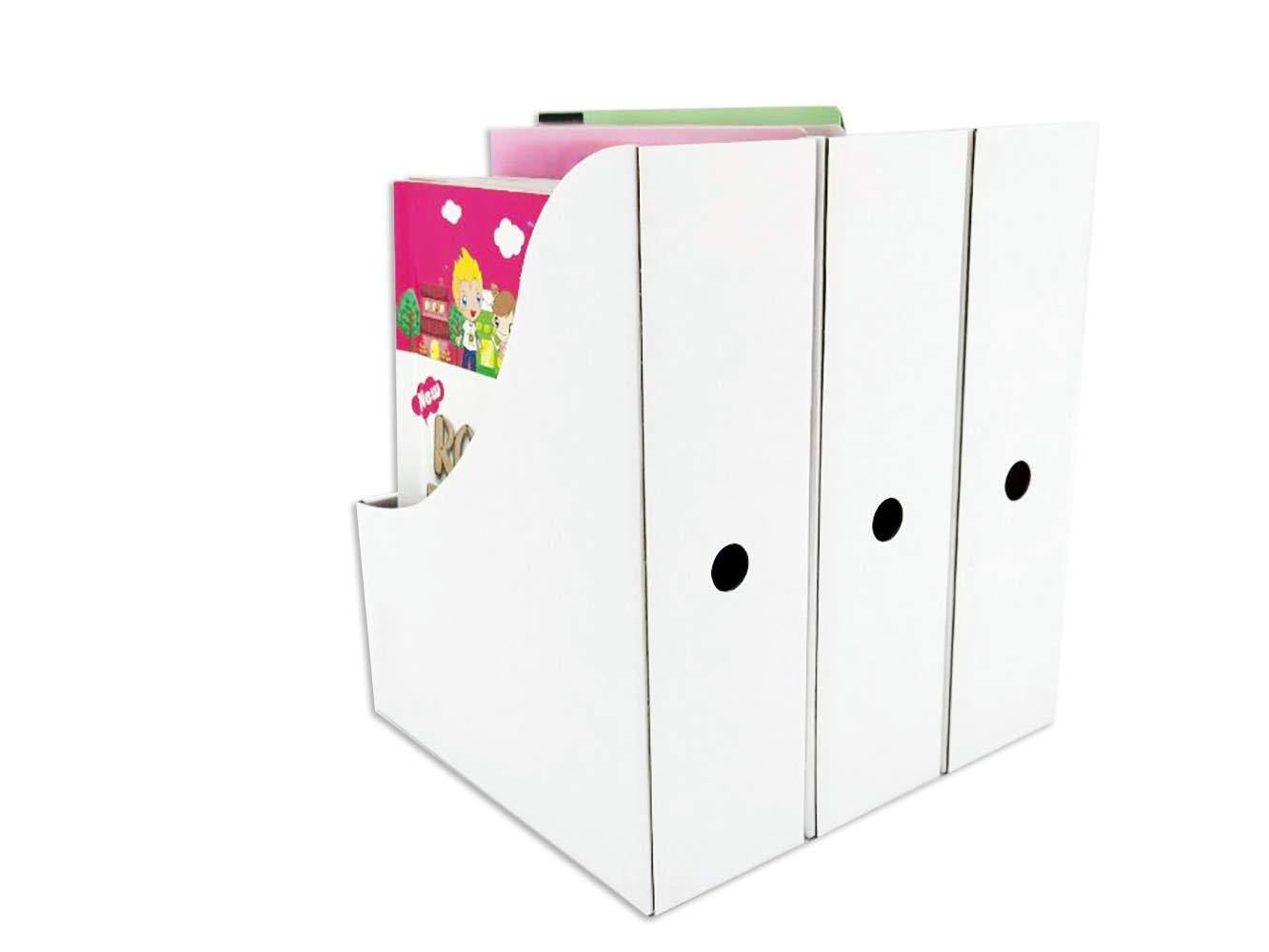 HUAPRINT Magazine File Holder(12 Pack,White)-Folder Holder,Desk File Organizer,Document Holder Box,Magazine Storage Box,With Labels