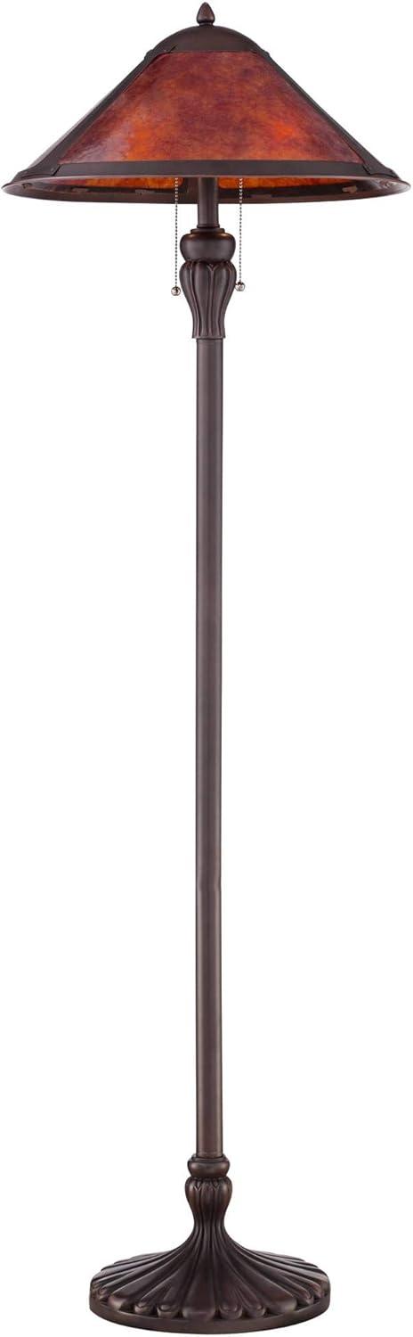 Regency Hill Capistrano Rustic Mission Floor Lamp Standing 57 1/2" Tall Bronze Metal Natural Mica Cone Shade for Living Room Bedroom Office House Home