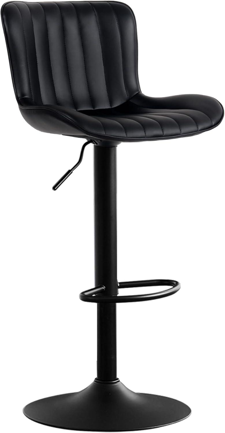 Zager Swivel Adjustable Height Bar Stools, Leather Upholstered Counter Stools, Modern Pub Stool