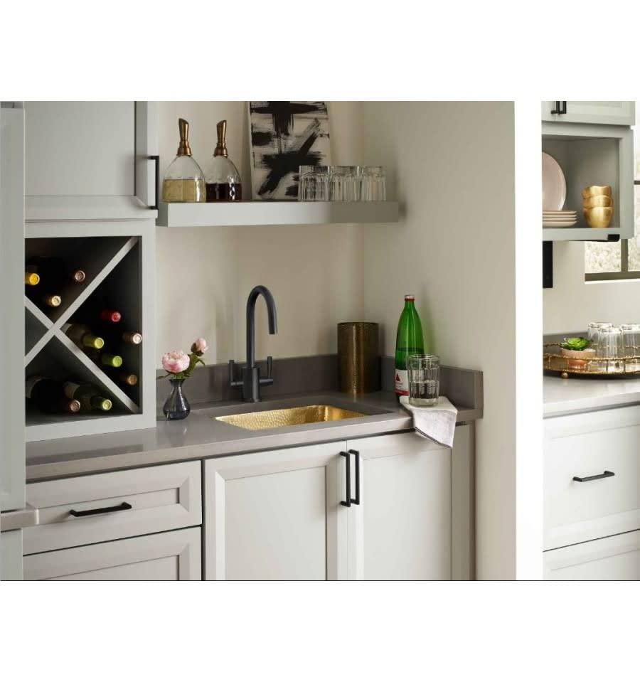 17" Hammered Brass Rectangular Single Basin Bar Sink