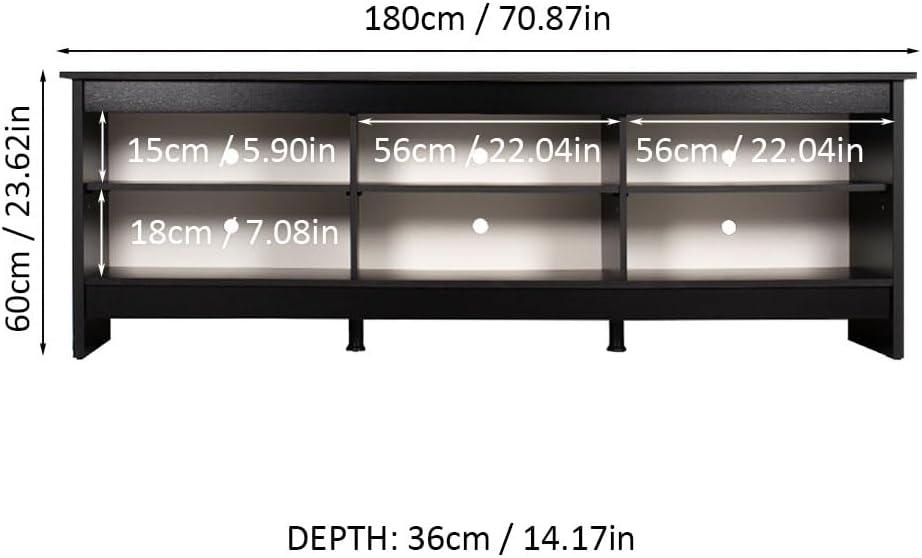 Ebern Designs Media Console TV Stand Entertainment Center with 6 Shelves and Cable Management for 65, 75 Inch Television Living Room and Bedroom Modern Wooden