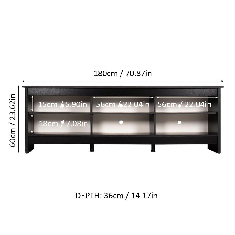 Ebern Designs Media Console TV Stand Entertainment Center with 6 Shelves and Cable Management for 65, 75 Inch Television Living Room and Bedroom Modern Wooden