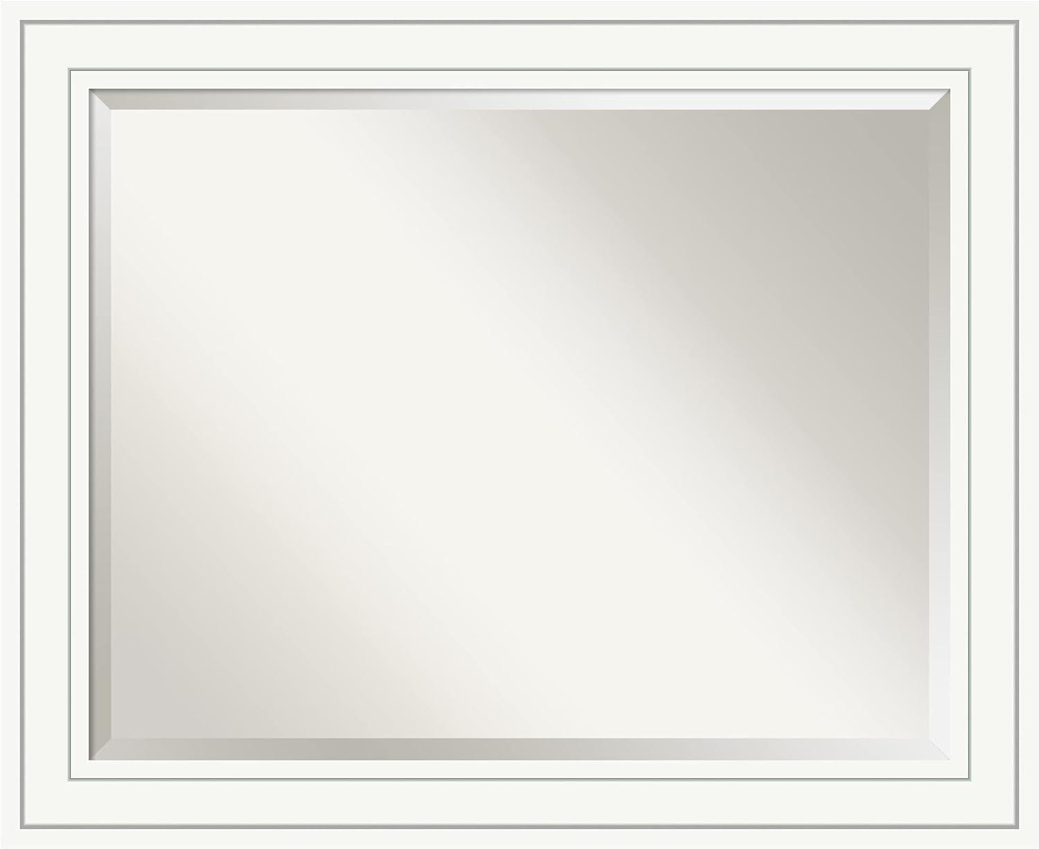 Amanti Art Beveled Wood Bathroom Wall Mirror - Craftsman White Frame - Outer Size: 33 x 27 in