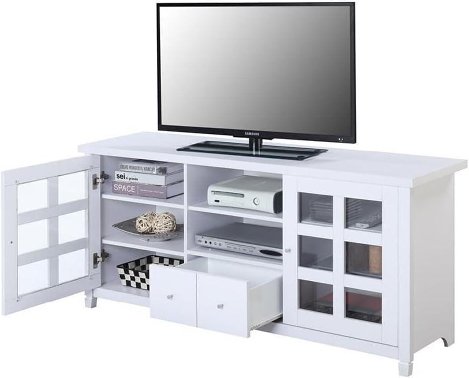 Convenience Concepts Newport Park Lane 1 Drawer TV Stand w/ Cabinets for TVs up to 65", White