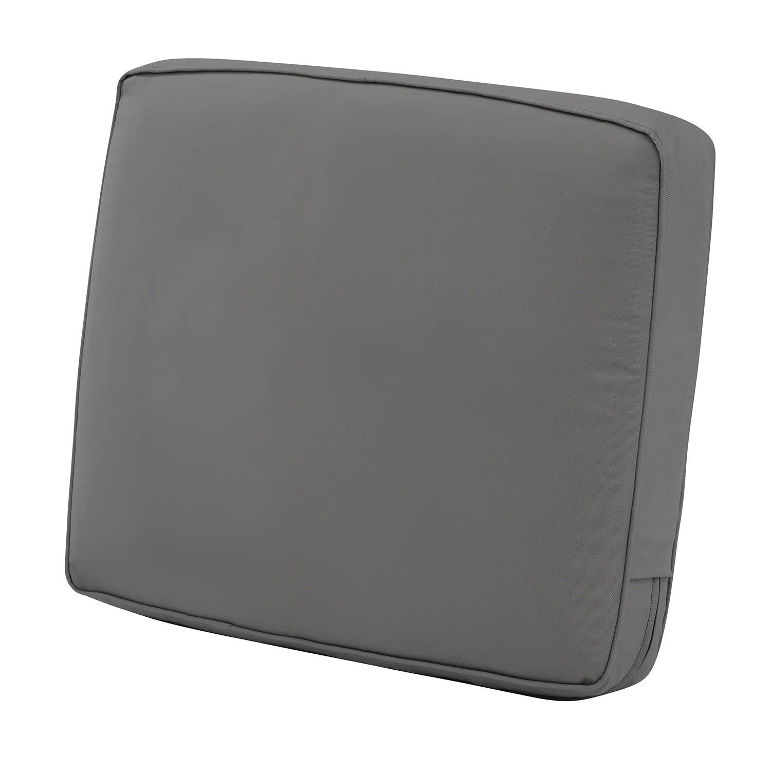 Classic Accessories Montlake FadeSafe Water-Resistant Patio Lounge Back Cushion, 21 x 22 x 4 inch, Light Charcoal