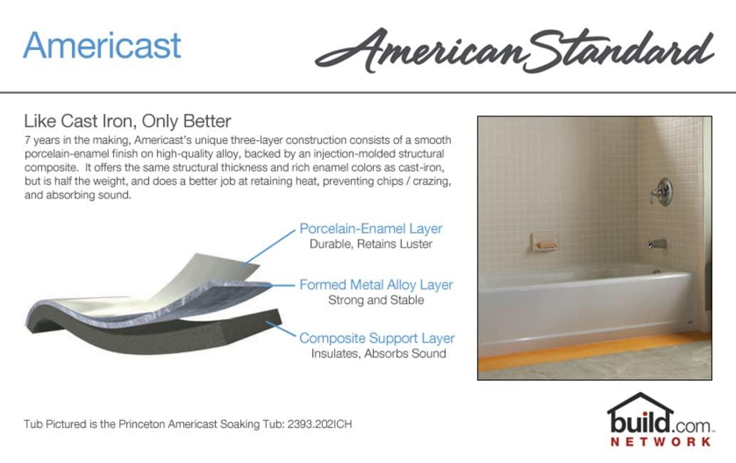 American Standard Princeton 60'' x 34'' Alcove / Tile In Soaking Americast Bathtub 2396.202.020