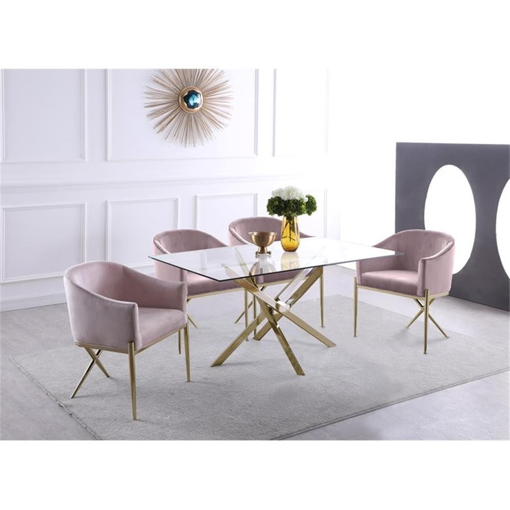 Meridian Furniture Yellow Xander Contemporary Glass Dining Table