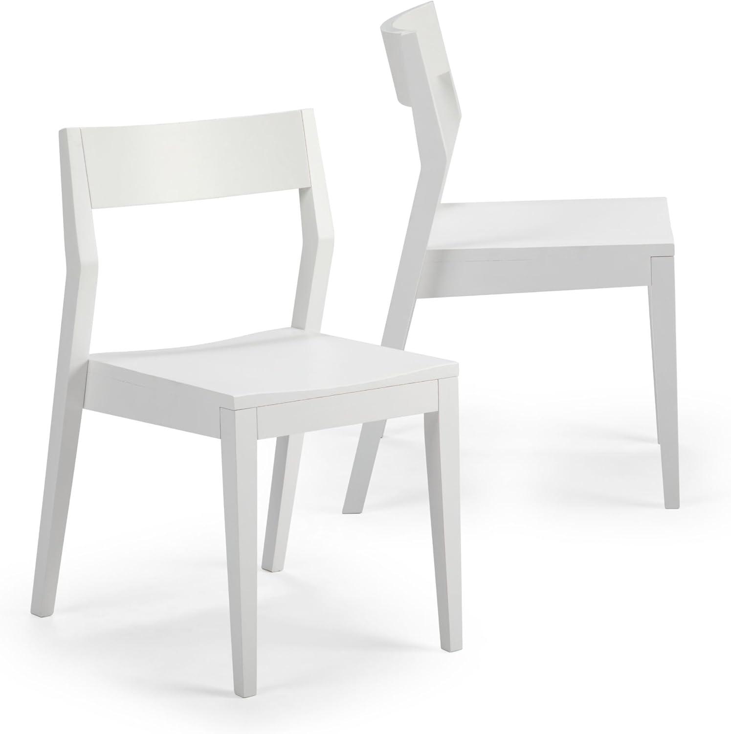 White Solid Wood Modern Side Chair Set of 2