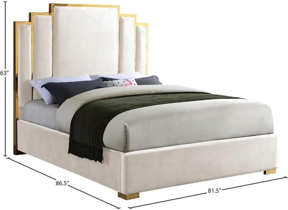Meridian Furniture Hugos Cream Velvet King Bed