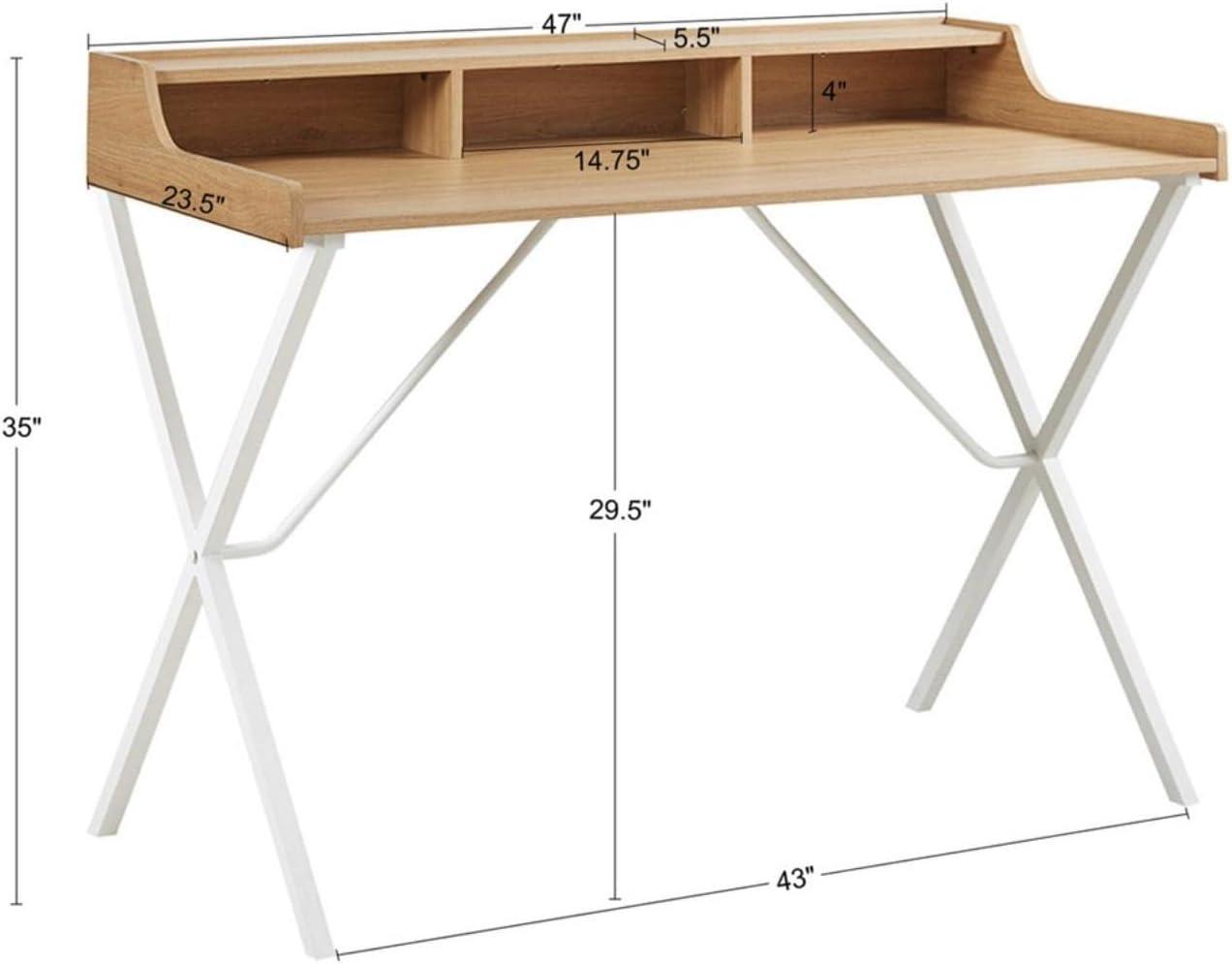 Laurel Writing Desk With Storage with Metal Legs