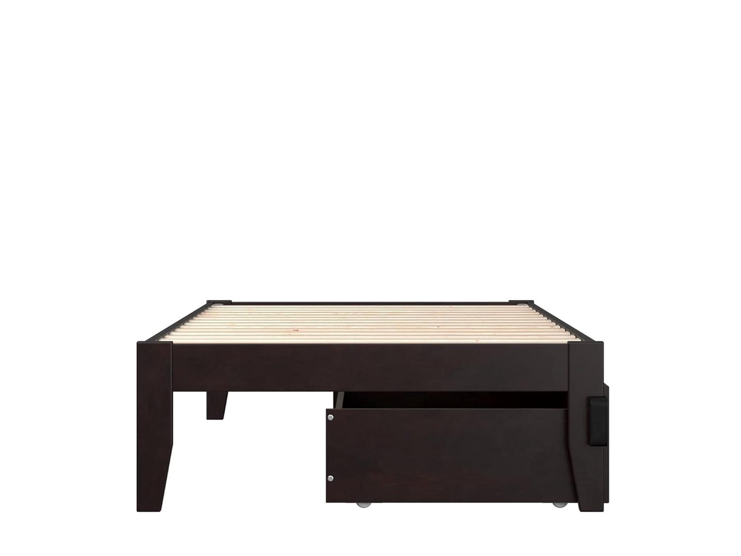 Twin XL Colorado Bed with 2 Drawers Espresso - AFI: Wood Frame, No Box Spring Needed, Storage Solution