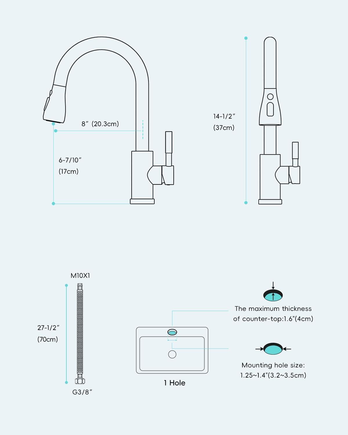 Pull Down Single Handle Kitchen Faucet with Deck Plate and Sprayer