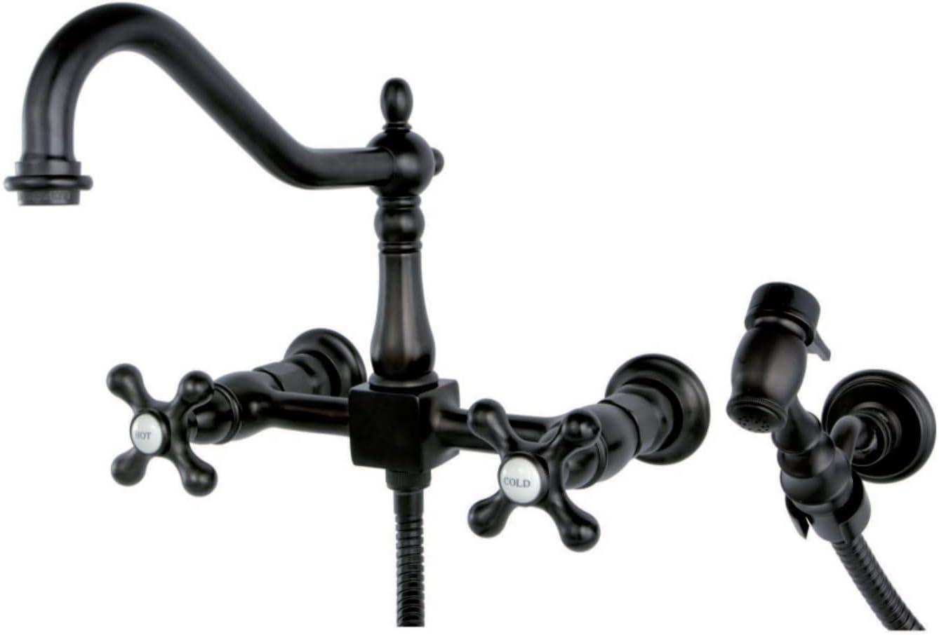 Kingston Brass Heritage Double-Handle Wall-Mount Bridge Kitchen Faucet