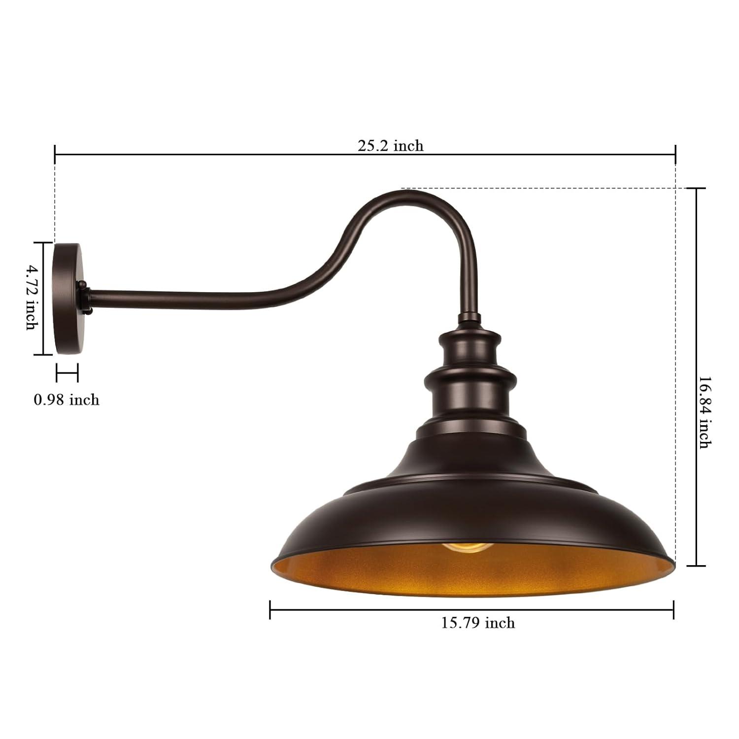 VIANIS Dusk to Dawn Barn Lights, 2 Pack Brown Gooseneck Outdoor Light Fixture, Farmhouse Outdoor Wall Lights for House, Porch, Entryway, Garage