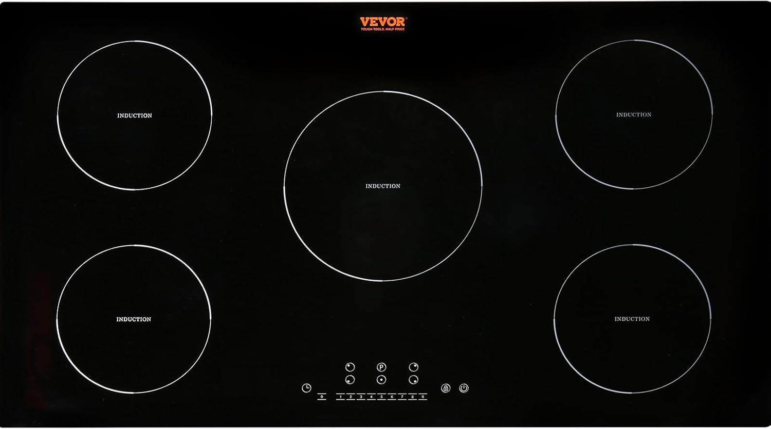 VEVOR 36" Black Ceramic 5 Burner Induction Cooktop