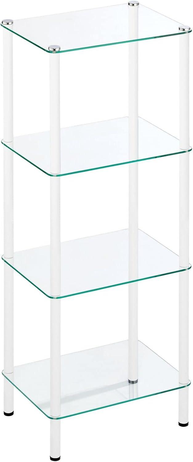 mDesign 4-Tier Glass/Metal Standing Shelf Organizer Display Unit