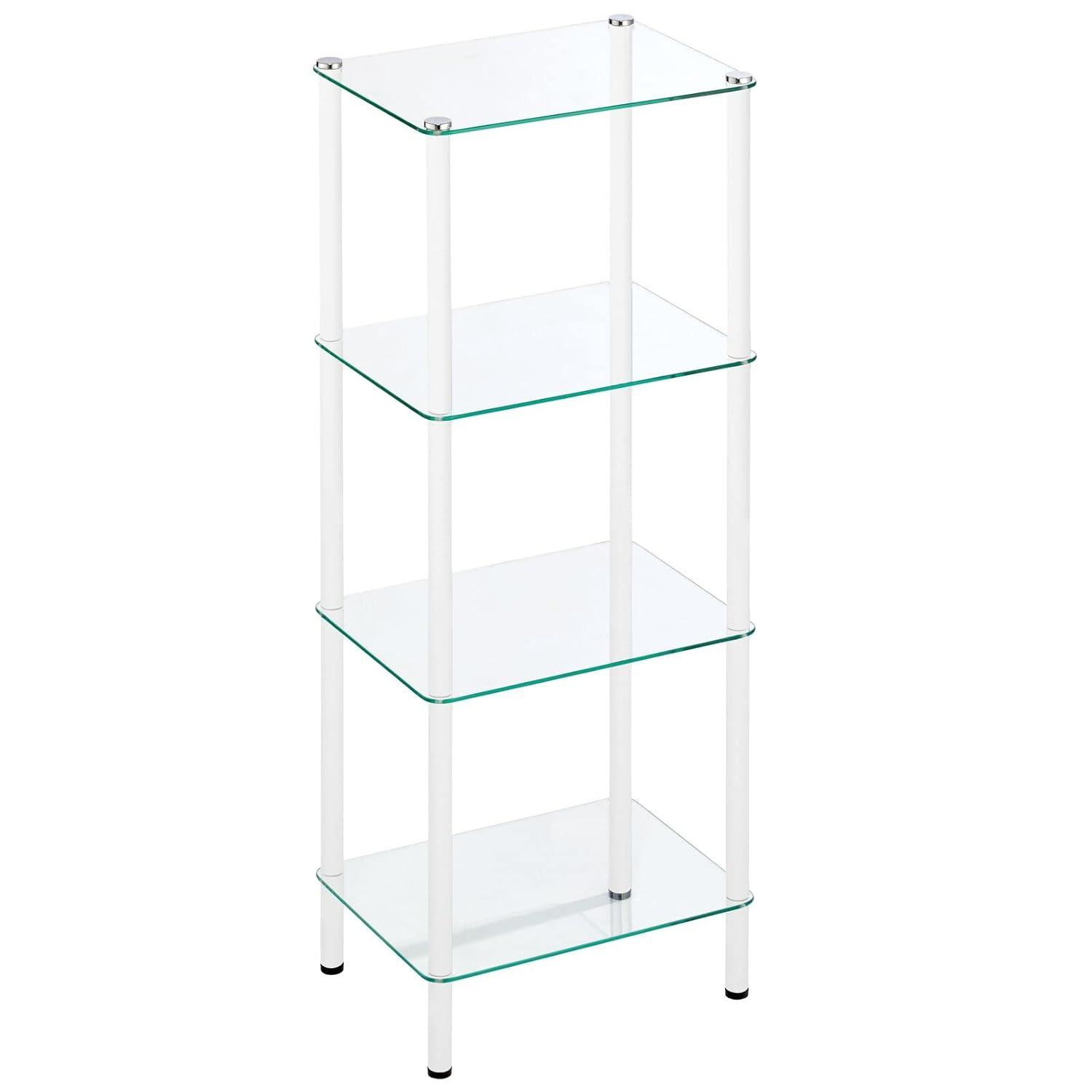 mDesign 4-Tier Glass/Metal Standing Shelf Organizer Display Unit