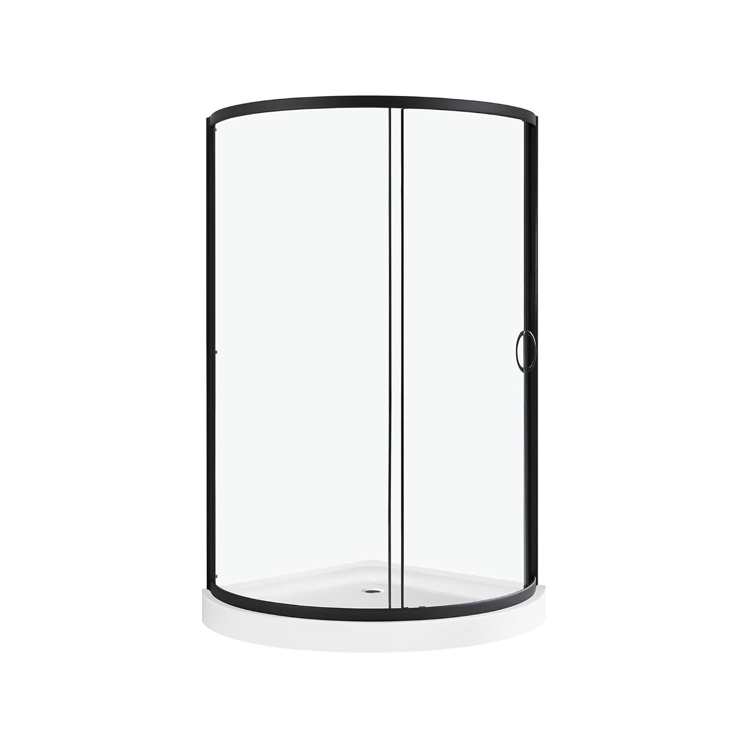 OVE Decors Breeze Premium 33 in. Framed Round Shower Kit w/ Clear Glass, Base