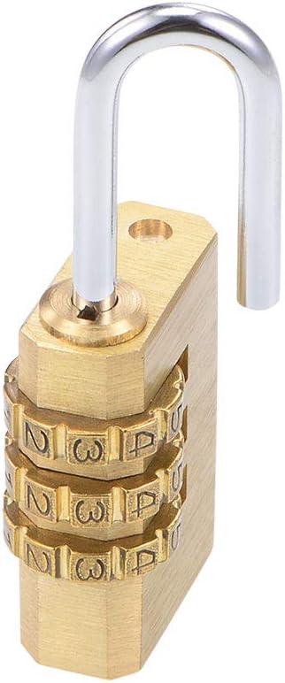 uxcell 3 Digit Combination Padlock Brass Locks 3mm Shackle Diameter for Gym Locker Fence Suitcase Travel Outdoor