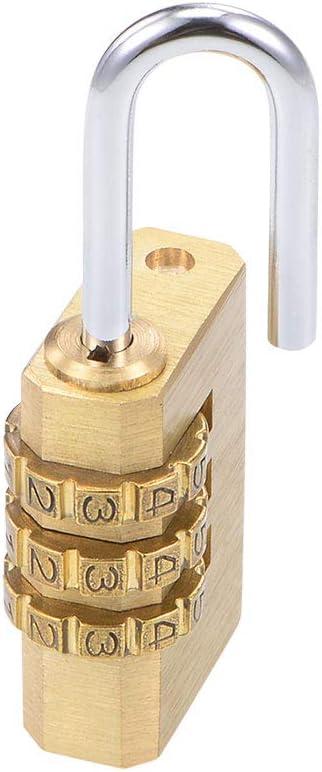 Small Brass 3-Digit Combination Padlock for Indoor and Outdoor Use