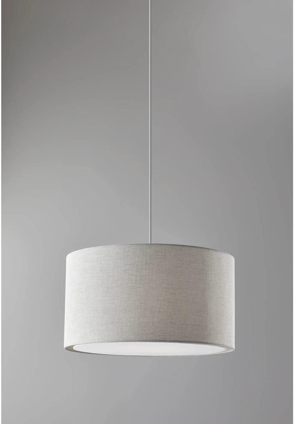 Harvest Large Drum Pendant White - Adesso: Swag Cord, 15ft Cable, ETL Listed, No Bulb Included