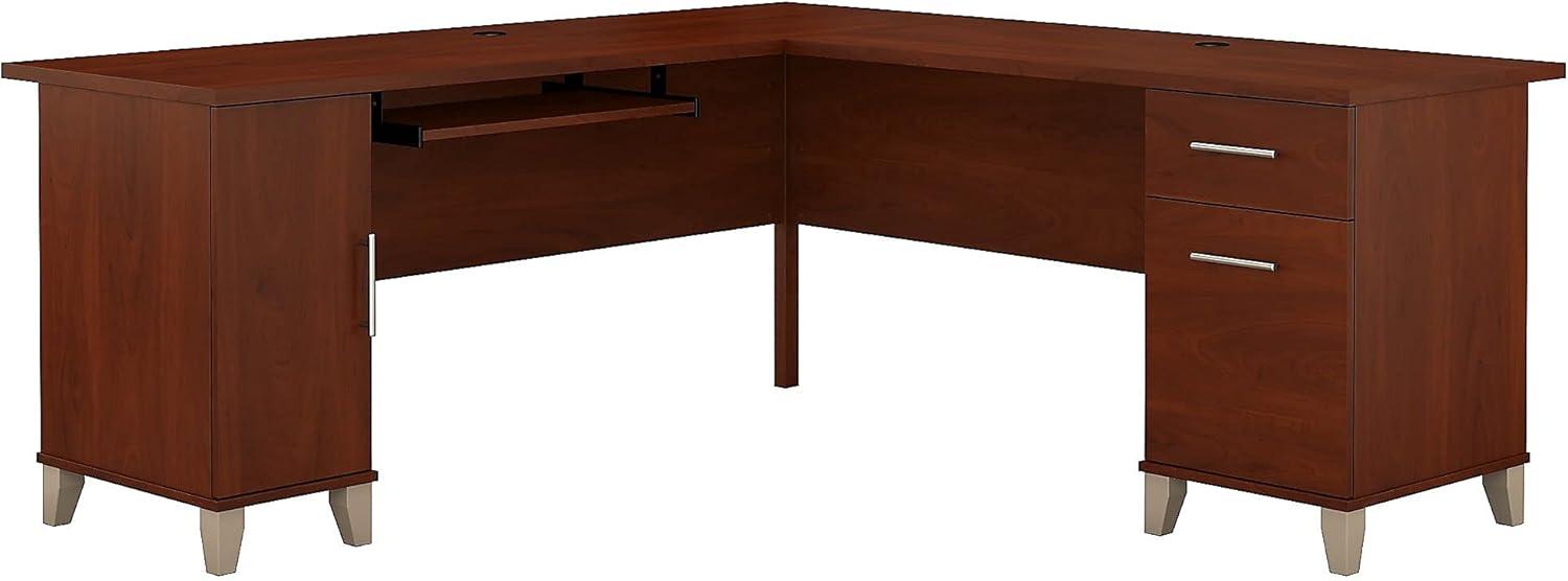Bush Furniture Somerset 72" L Shaped Desk with Storage, Hansen Cherry