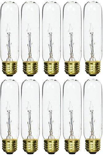 Bulbrite B40T10C 40-Watt Incandescent 120V T10 Tubular Bulb, Clear - 10 Pack