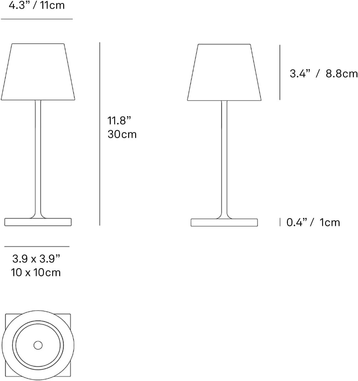 Black Aluminum Cordless Outdoor Touch Table Lamp