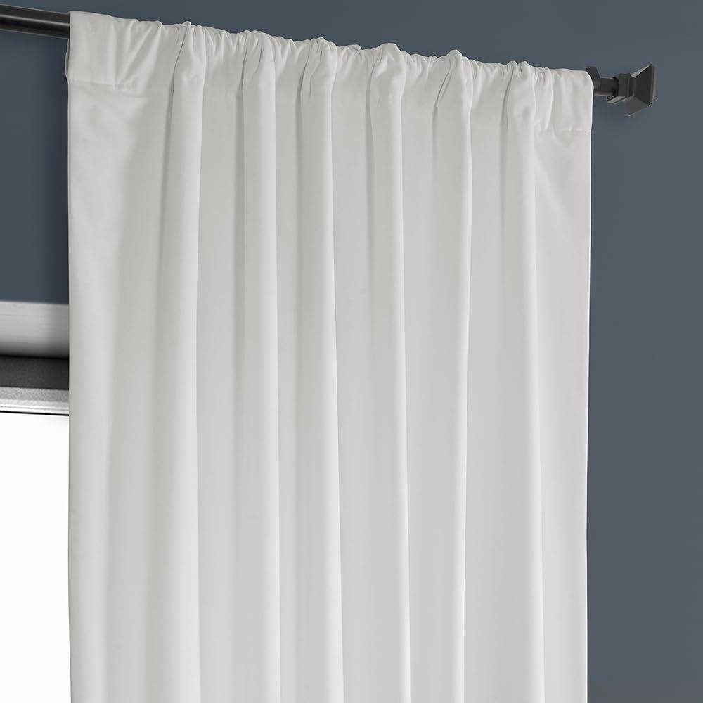 Pillow White Velvet Rod Pocket Room Darkening Curtain - 50 in. W x 108 in. L Single Panel Window Velvet Curtain