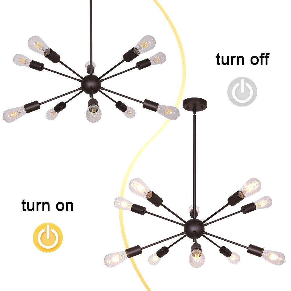 Black Metal 10-Light Sputnik Sphere Chandelier