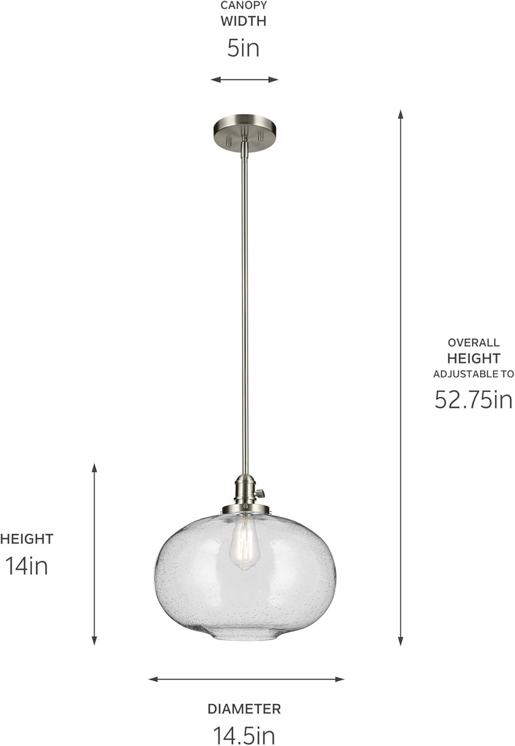 Avery Brushed Nickel Globe Pendant with Clear Glass Shade