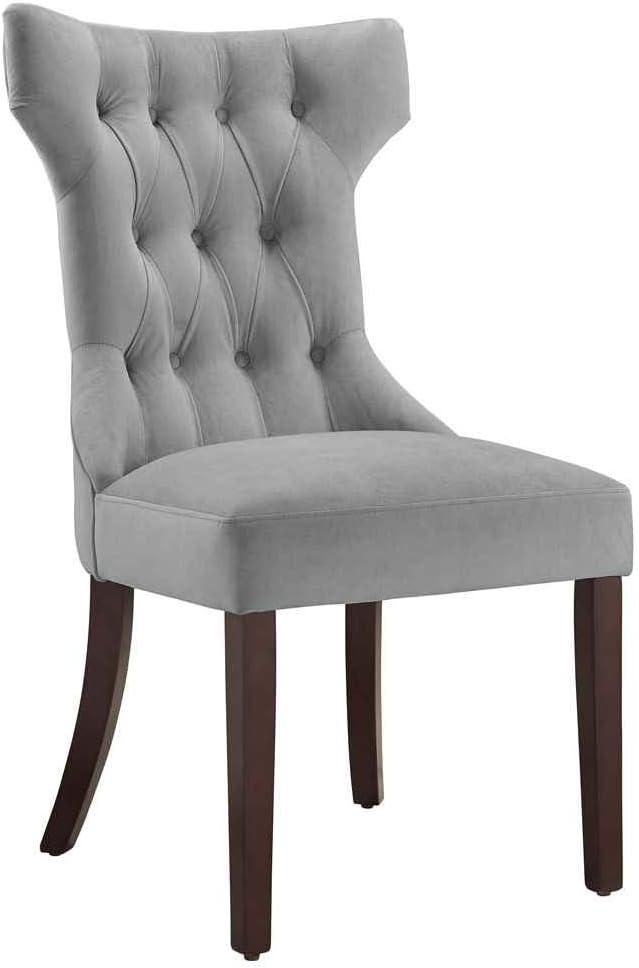 Gray Microfiber Upholstered Dining Arm Chair Set with Wood Legs