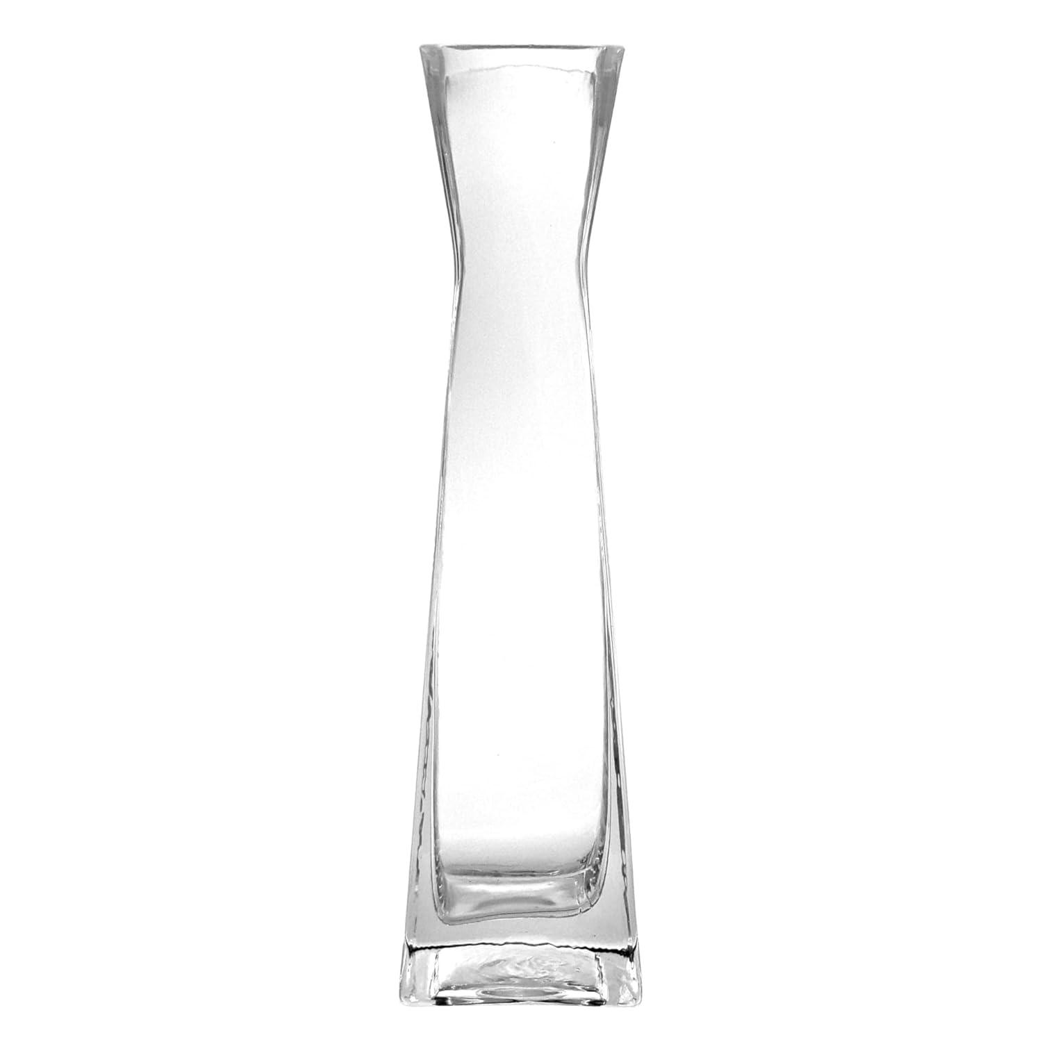 12 in. Verre Glass Square Vase, Clear